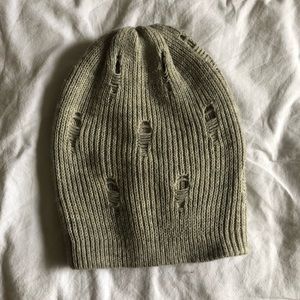 Distressed Knit Beanie Cozy Grey Urban Outfitters